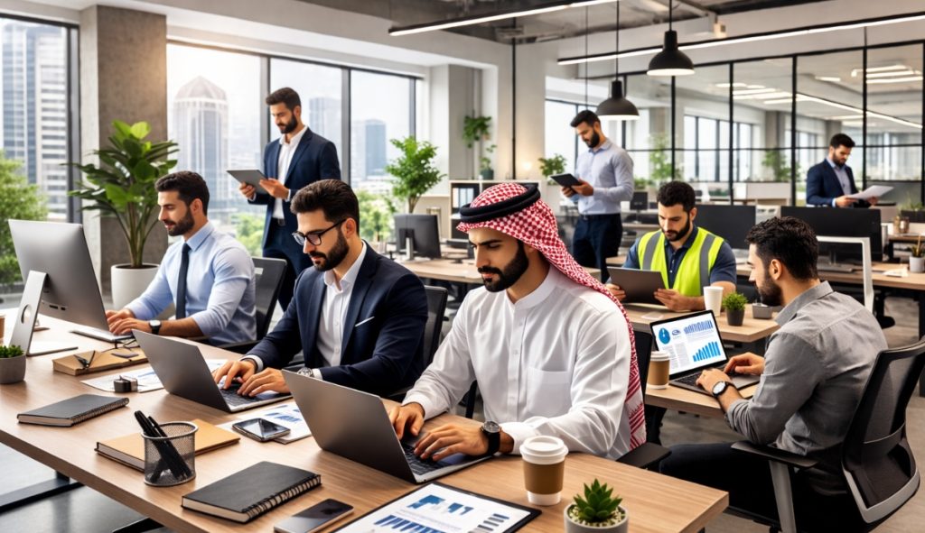 Job market trends and career opportunities with professionals working in a modern office environment