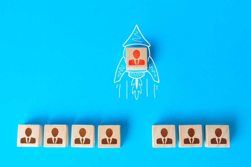 Accelerating hiring process illustration showing candidate selection and reducing time to hire efficiently