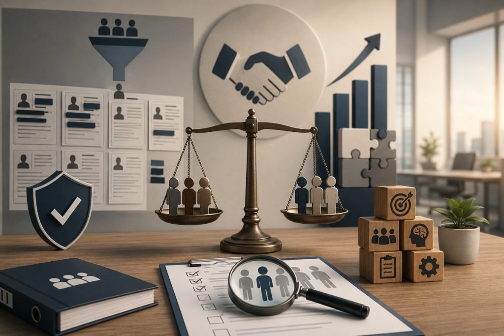 Illustration representing bias in recruitment and its impact on candidate selection in the workplace