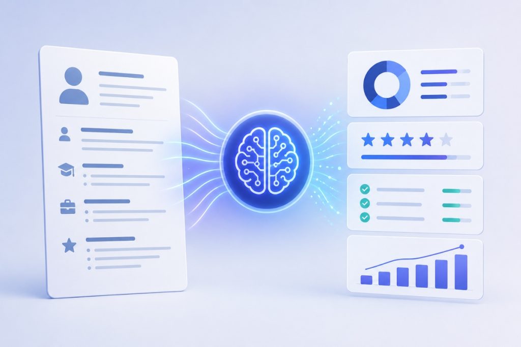 AI-powered resume analysis to evaluate skills and experience with efficiency and precision.