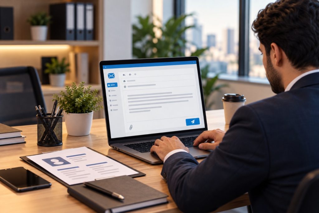 Example of a professional job application email with subject line and attachments